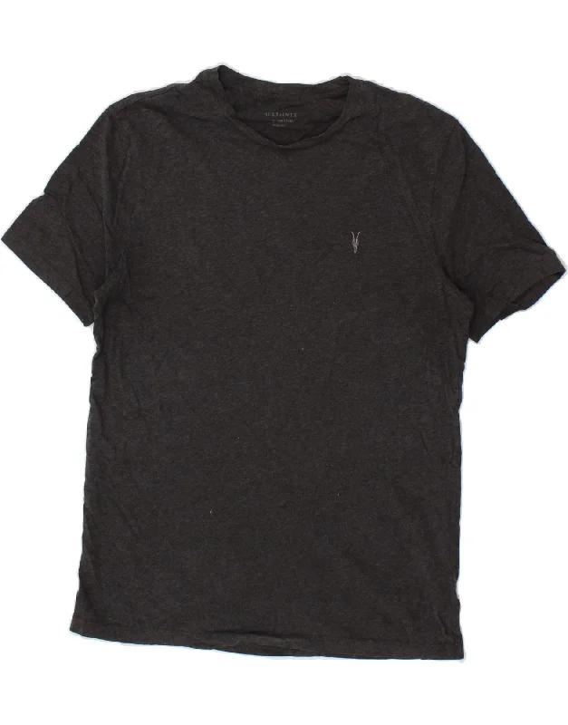 ALL SAINTS Mens Regular Fit T-Shirt Top Large Grey Flecked Cotton-- Zippered Front Buttoned Front Snap Front ALL SAINTS Mens Regular Fit T-Shirt Top Large Grey Flecked Cotton-- Zippered Front Buttoned Front Snap Front
