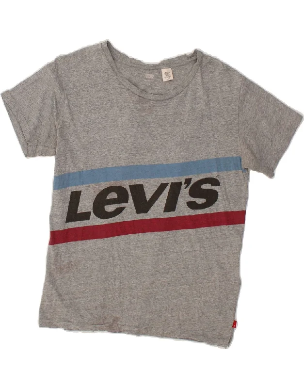 LEVI'S Mens Graphic T-Shirt Top Small Grey Flecked Cotton-- Notch Collar Peter Pan Collar Cowl Neck LEVI'S Mens Graphic T-Shirt Top Small Grey Flecked Cotton-- Notch Collar Peter Pan Collar Cowl Neck