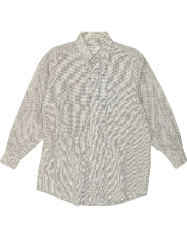 BROOKS BROTHERS Mens Shirt Size 16 1/2 Large White Check Cotton-- Silk Blend Satin Velvet BROOKS BROTHERS Mens Shirt Size 16 1/2 Large White Check Cotton-- Silk Blend Satin Velvet
