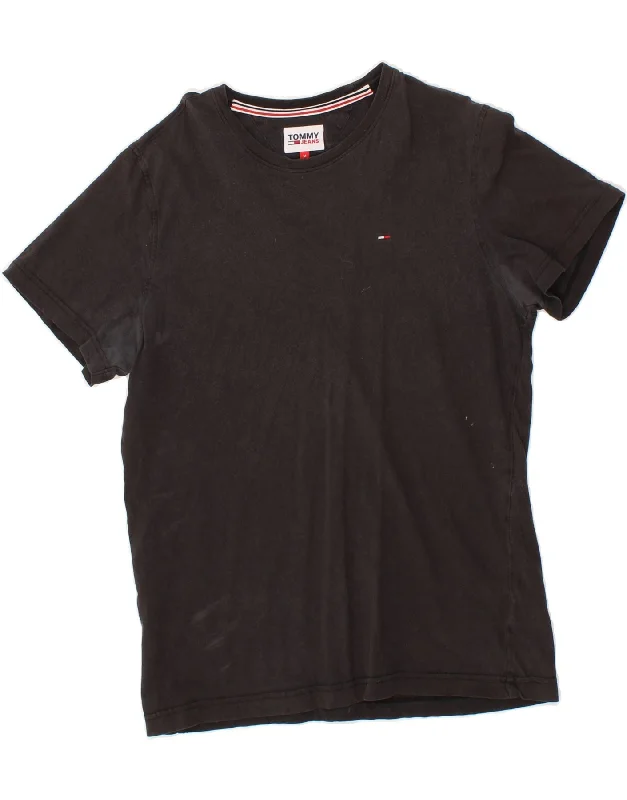 TOMMY HILFIGER Mens T-Shirt Top Medium Black Cotton-- Denim Fabric Leather Fabric Suede Fabric TOMMY HILFIGER Mens T-Shirt Top Medium Black Cotton-- Denim Fabric Leather Fabric Suede Fabric