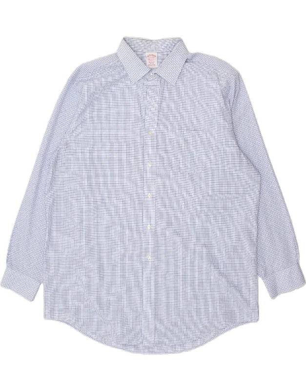 BROOKS BROTHERS Mens Madison Shirt Size 17 1/2 35 XL Blue Check Cotton-- Mesh Fabric Canvas Fabric Denim Fabric BROOKS BROTHERS Mens Madison Shirt Size 17 1/2 35 XL Blue Check Cotton-- Mesh Fabric Canvas Fabric Denim Fabric