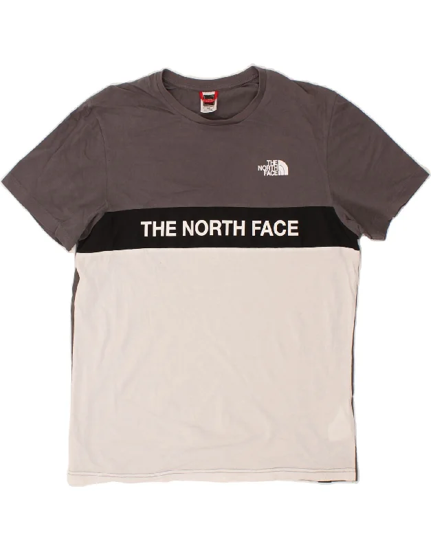 THE NORTH FACE Mens Graphic T-Shirt Top Medium Grey Colourblock Cotton-- Collared Crew Neck Turtle Neck THE NORTH FACE Mens Graphic T-Shirt Top Medium Grey Colourblock Cotton-- Collared Crew Neck Turtle Neck