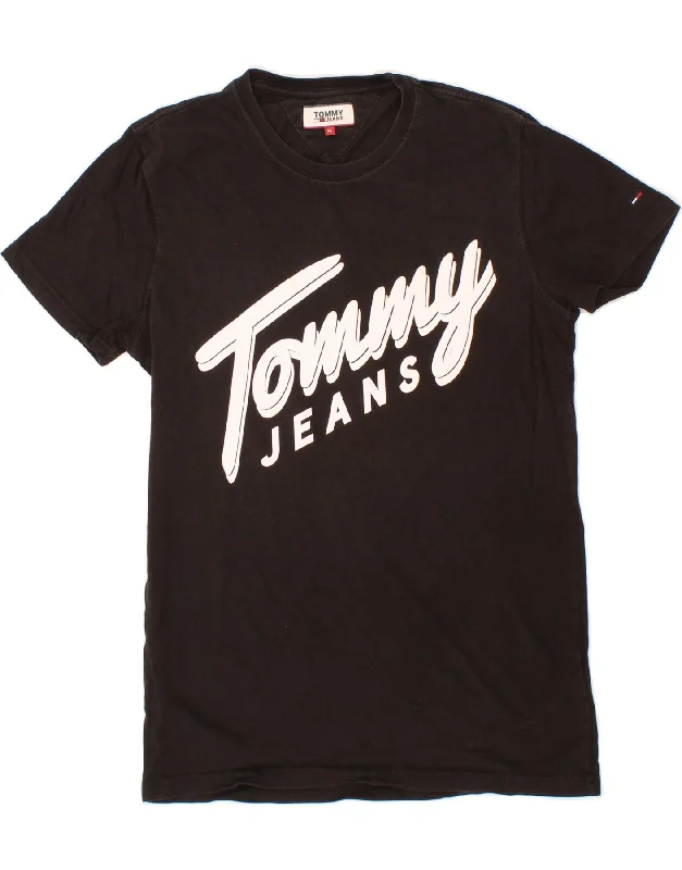 TOMMY HILFIGER Mens Graphic T-Shirt Top Medium Black Cotton-- Hooded Caped Shawl Collar TOMMY HILFIGER Mens Graphic T-Shirt Top Medium Black Cotton-- Hooded Caped Shawl Collar