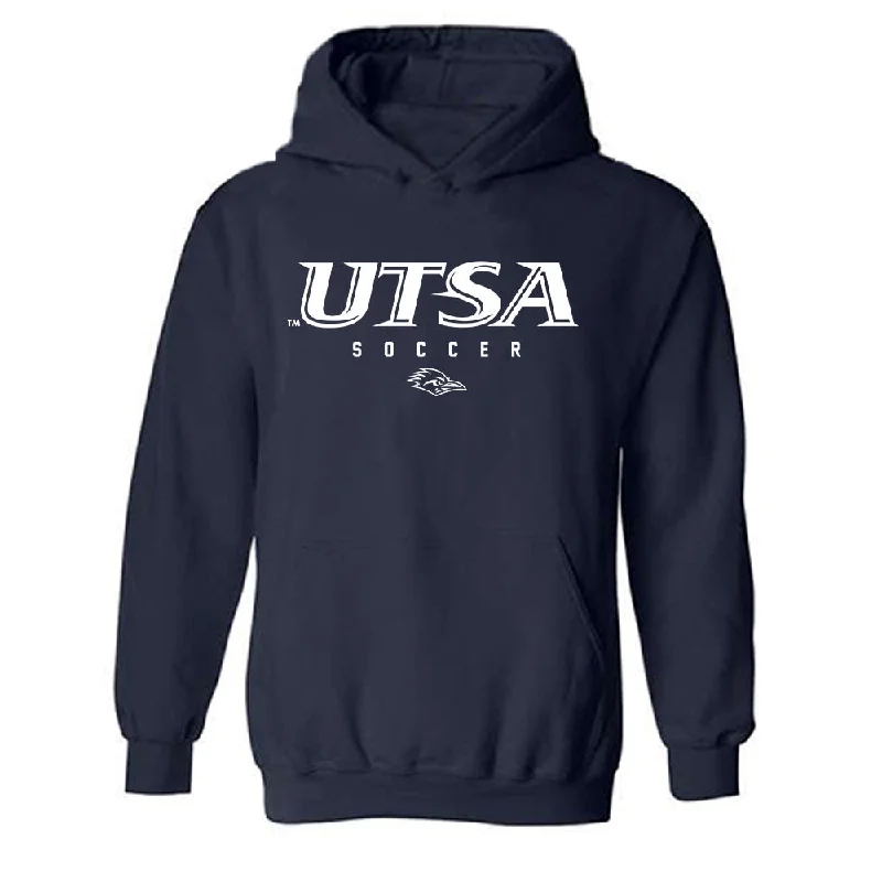 UTSA - NCAA Women's Soccer : Sophie Morrin - Navy Classic Shersey Hooded Sweatshirt Hoodie with Monochrome Minimalist Simple UTSA - NCAA Women's Soccer : Sophie Morrin - Navy Classic Shersey Hooded Sweatshirt Hoodie with Monochrome Minimalist Simple