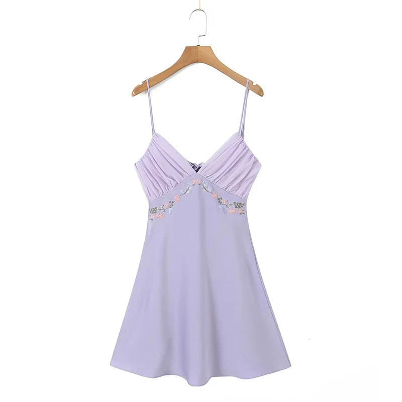Wjczt Women Floral Embroidery Purple Sling Mini Dress Sexy Backless V Neck Female Summer Dress Holiday Robe LDZZ7038 Cozy Wraparound Mini Dress Wjczt Women Floral Embroidery Purple Sling Mini Dress Sexy Backless V Neck Female Summer Dress Holiday Robe LDZZ7038 Cozy Wraparound Mini Dress