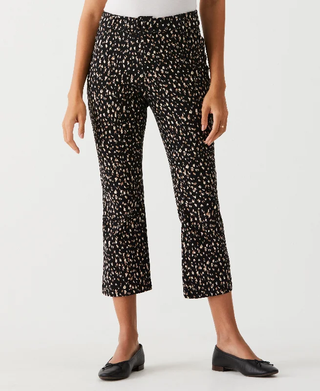Petite Crop Boot Cut Pant with Belt Casual Plaid Pants