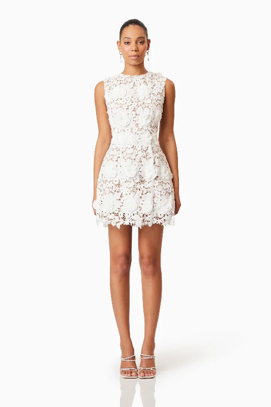 Elliatt Daffodil Mini Dress - Ivory Elegant Floral-Print Mini Dress