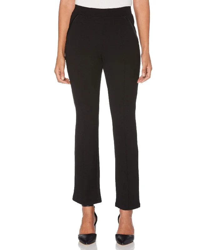 Petite Ponte Knit Slim Leg Pant - Comfort Fit Chic Checkered Pants