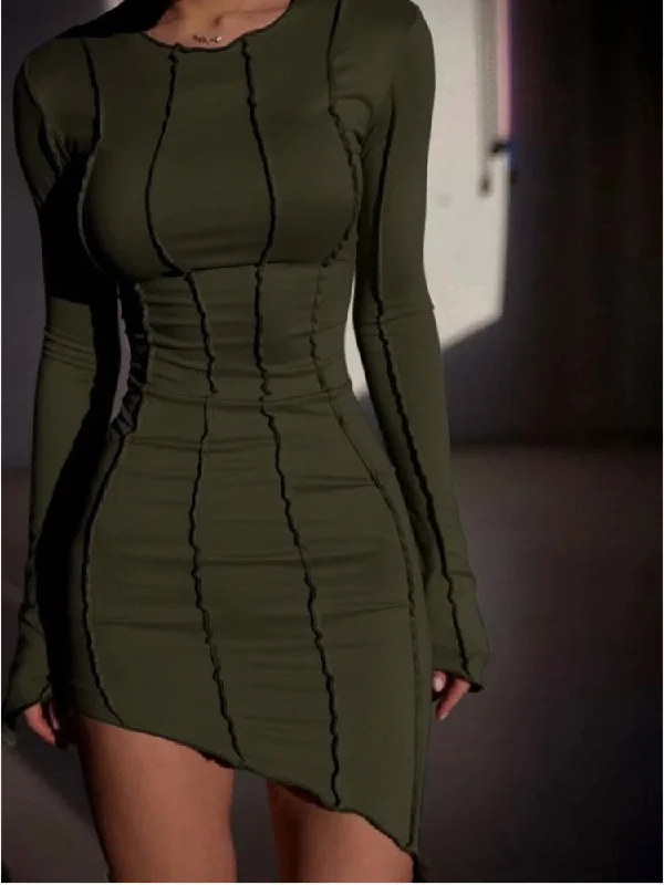 Wjczt Sexy Solid Patchwork O Neck Mini Dress Women Autumn Bodycon Long Sleeve Slim Fit Elegant Party Club Vestido Stylish Ribbed Mini Dress Wjczt Sexy Solid Patchwork O Neck Mini Dress Women Autumn Bodycon Long Sleeve Slim Fit Elegant Party Club Vestido Stylish Ribbed Mini Dress