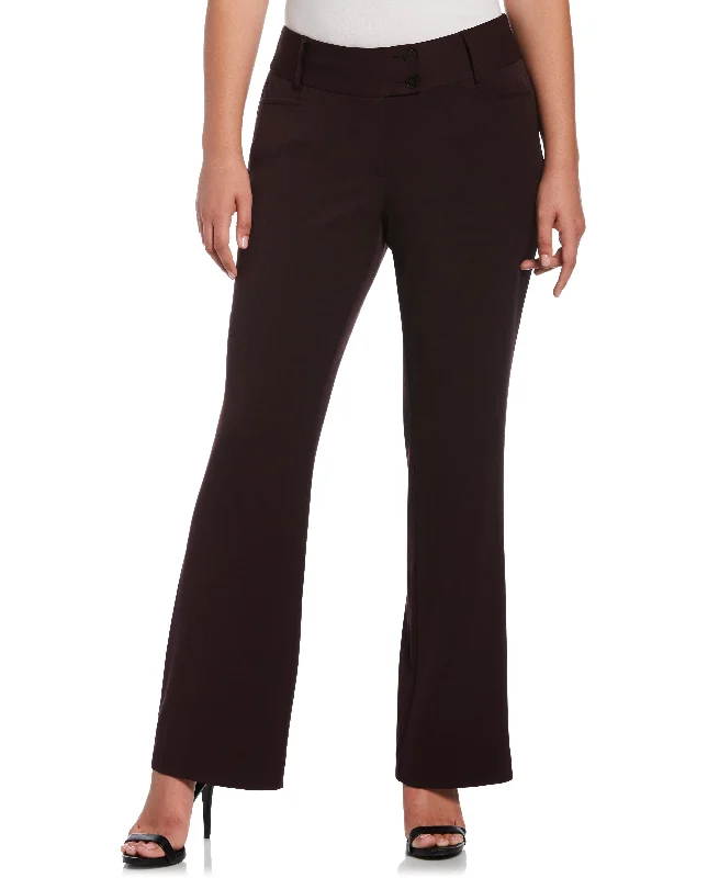 Petite Gabardine Bootcut Pant - Curvy Fit Trendy Tapered Pants