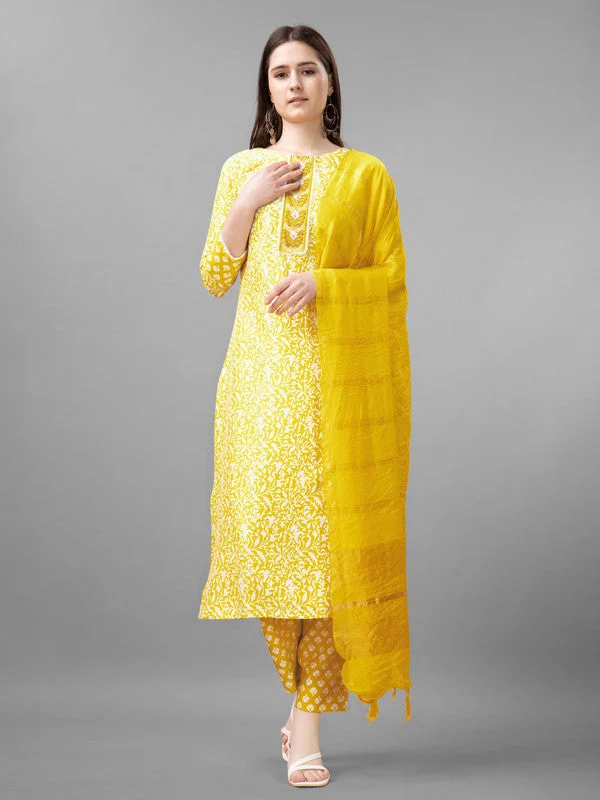 NOZ2TOZ Women Embroidered Rayon Kurta Pant Dupatta Set - Yellow Slim-Fit Khaki Pants NOZ2TOZ Women Embroidered Rayon Kurta Pant Dupatta Set - Yellow Slim-Fit Khaki Pants