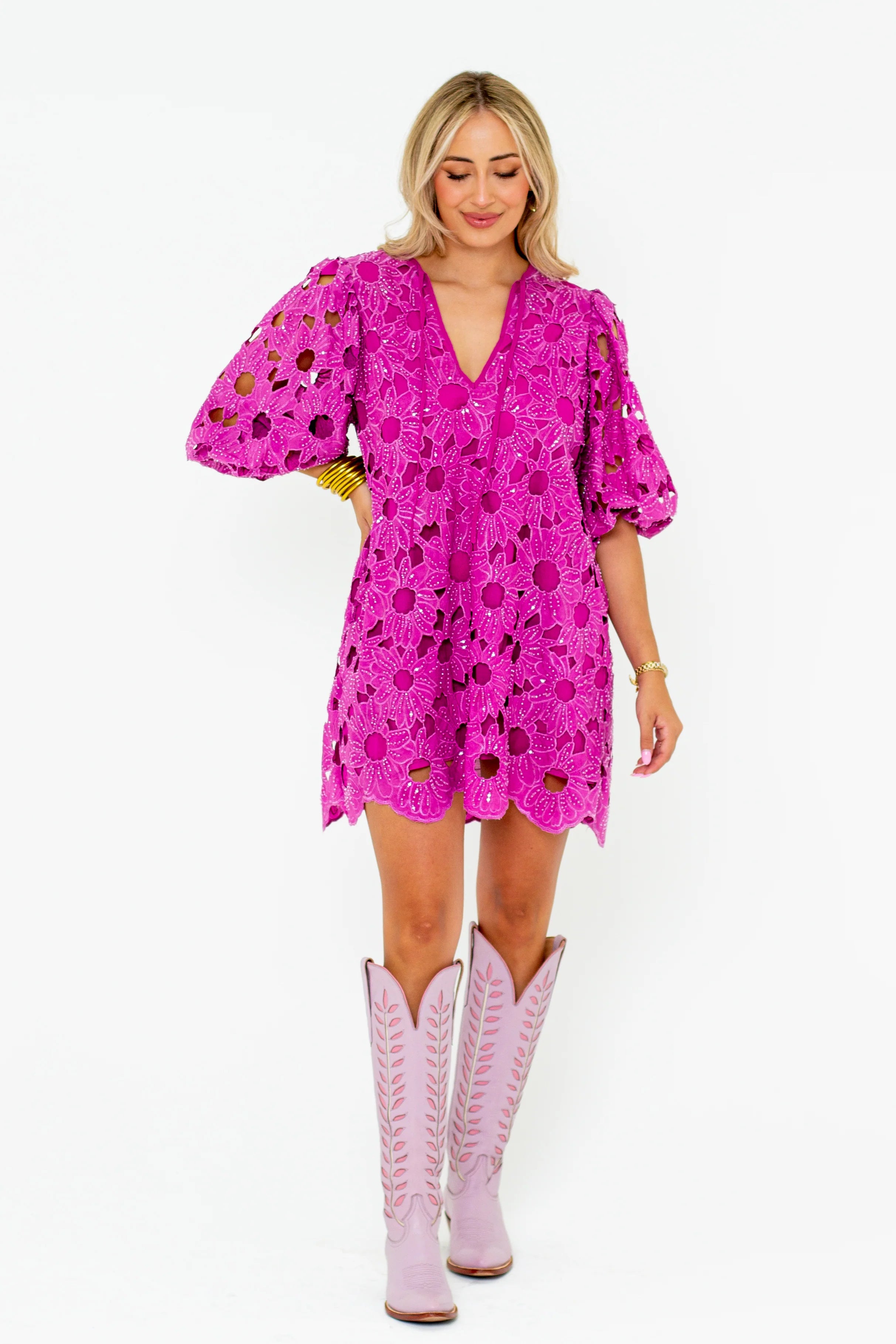 Deb Lace Mini Dress - Pink Harvest Trendy Crossover Mini Dress