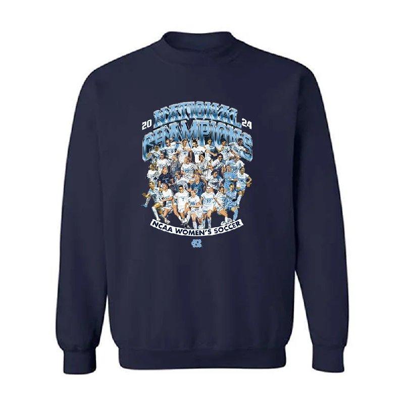 UNC - NCAA Women's Soccer : Linda Ullmark - National Champs Team Collage Crewneck Sweatshirt Hoodie with Hem Detail Decorative Unique UNC - NCAA Women's Soccer : Linda Ullmark - National Champs Team Collage Crewneck Sweatshirt Hoodie with Hem Detail Decorative Unique