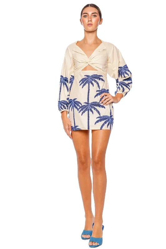 The Power of the Sea Palm Mini Dress Elegant Velvet Mini Dress