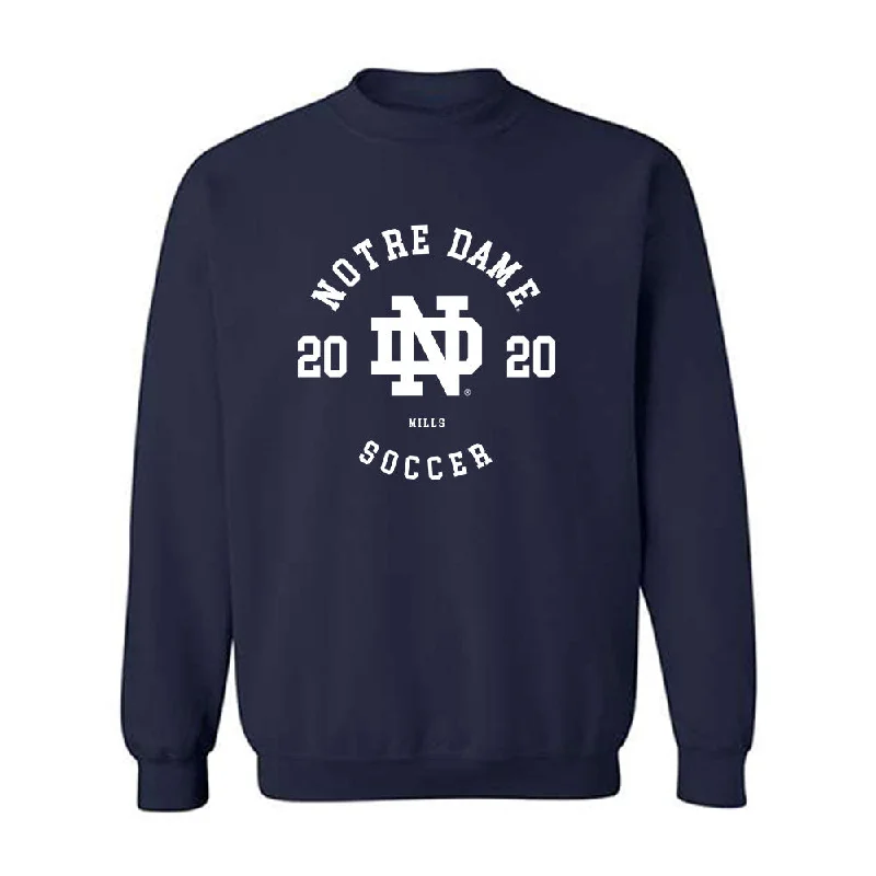 Notre Dame - NCAA Women's Soccer : Abby Mills - Classic Fashion Shersey Crewneck Sweatshirt Hoodie with Hem Applique Textured Unique Notre Dame - NCAA Women's Soccer : Abby Mills - Classic Fashion Shersey Crewneck Sweatshirt Hoodie with Hem Applique Textured Unique