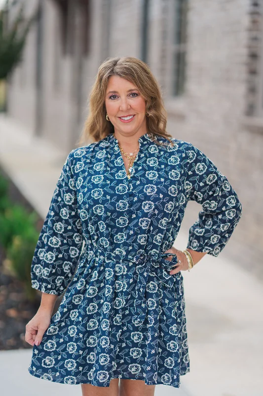 Frosted Bloom Mini Dress Stylish Button-Down Mini Dress