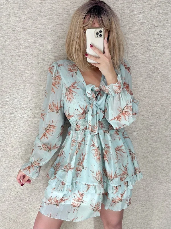 Wjczt Seawefit 2024 Print Chiffon Dress Ruffle Long Sleeves Mini Dresses Women Belt String Outfits Female Shirring Elegant Floral Robe Stylish Sweetheart Neck Mini Dress Wjczt Seawefit 2024 Print Chiffon Dress Ruffle Long Sleeves Mini Dresses Women Belt String Outfits Female Shirring Elegant Floral Robe Stylish Sweetheart Neck Mini Dress