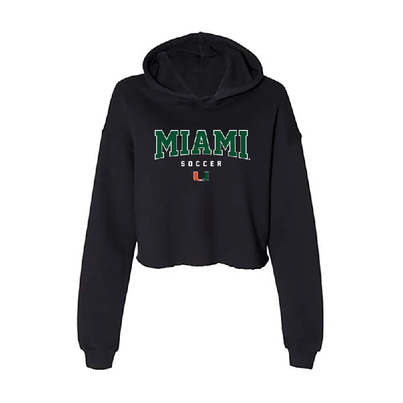 Miami - NCAA Women's Soccer : Claireese Foley - Women's Crop Fleece Hoodie Hoodie with Stripes Bold Sporty Miami - NCAA Women's Soccer : Claireese Foley - Women's Crop Fleece Hoodie Hoodie with Stripes Bold Sporty