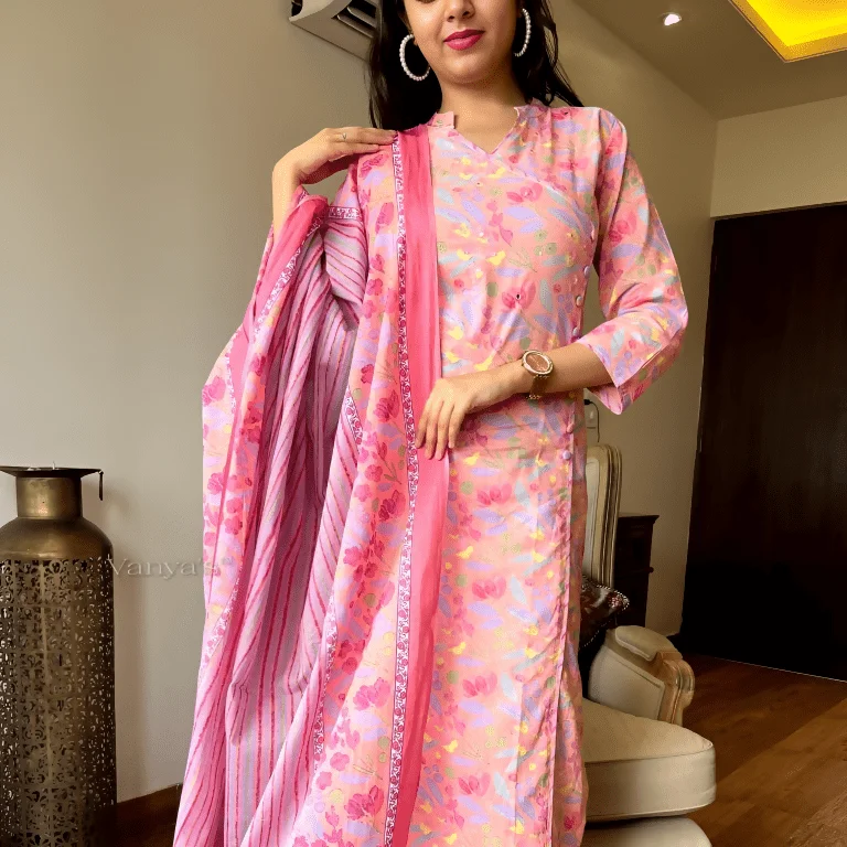 Aastha Fashion Women's Printed Cotton Multi Pink Kurti With Pant And Dupatta By Srf Jaipur Lightweight Linen Pants Aastha Fashion Women's Printed Cotton Multi Pink Kurti With Pant And Dupatta By Srf Jaipur Lightweight Linen Pants