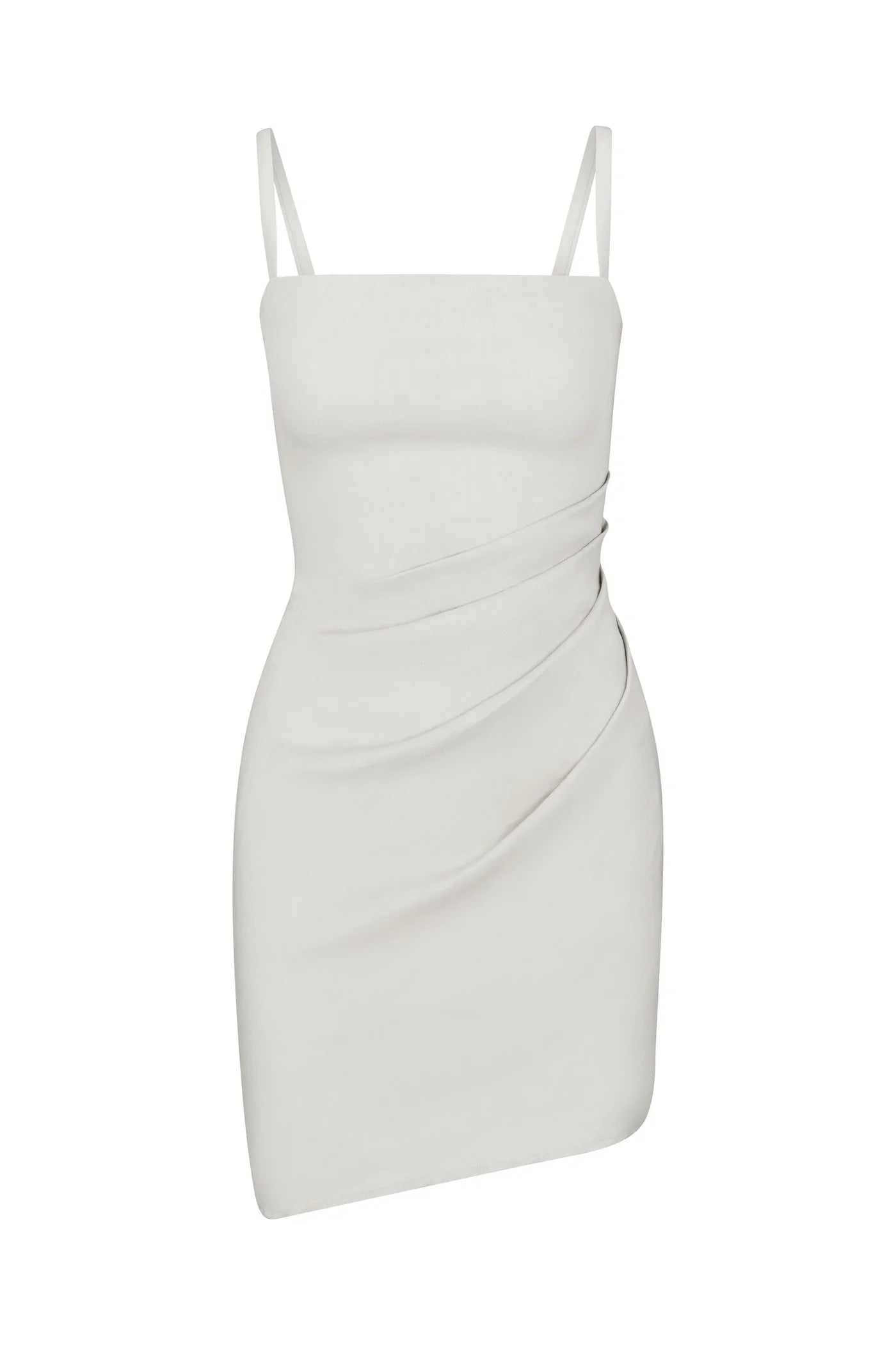 Nadege Asym Mini Dress - White Elegant Velvet Mini Dress
