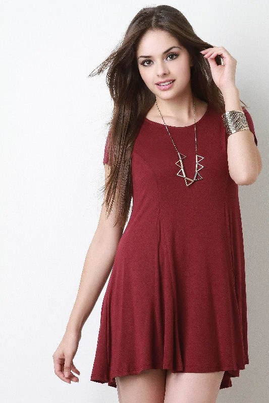 Gored Shift Mini Dress Stylish Spaghetti Strap Mini Dress