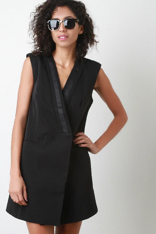 Tuxedo Vest Mini Dress Trendy Bodycon Mini Dress