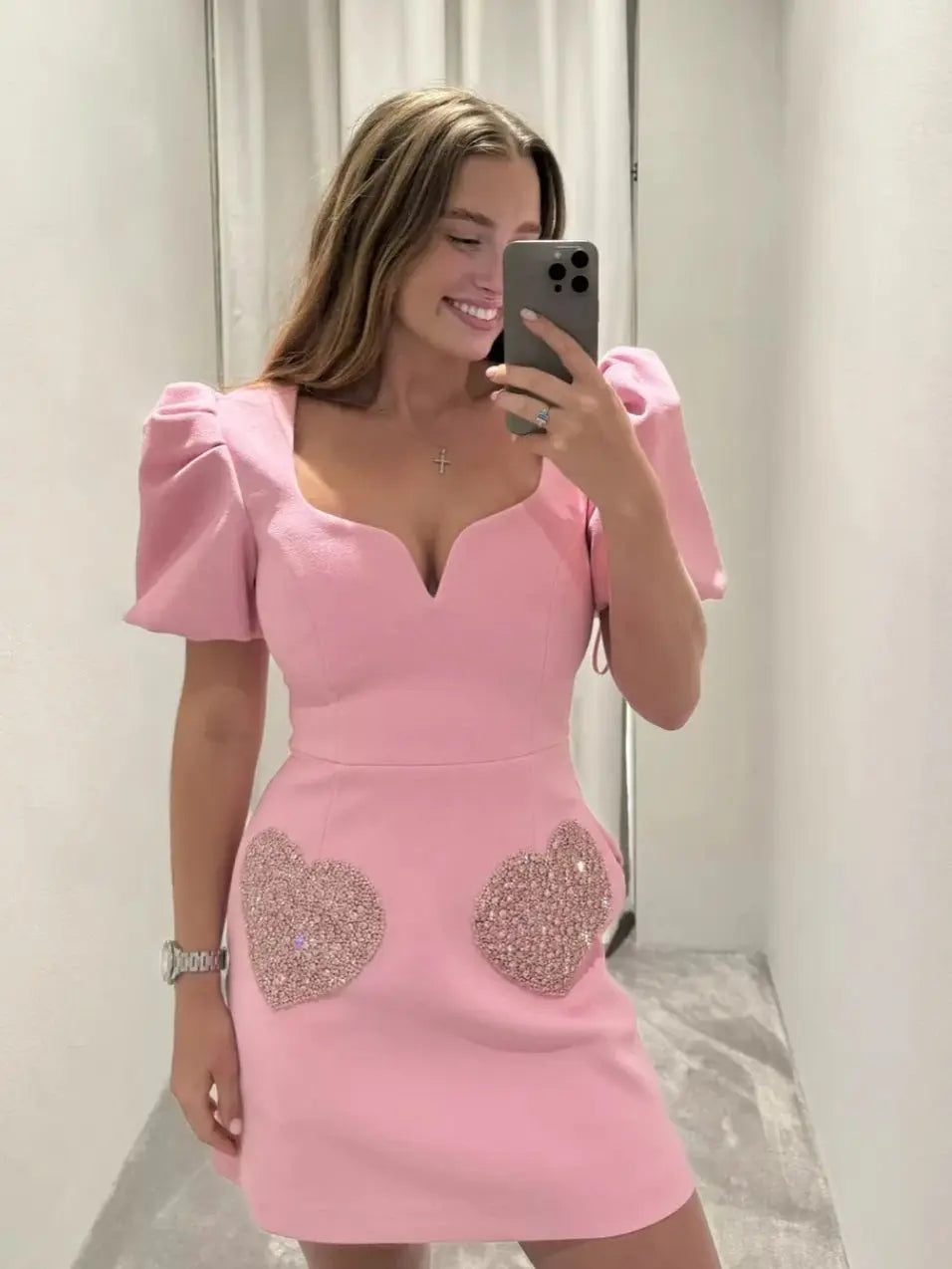 Wjczt 2024 Summer Dress Women Heart Shaped Sequins Party Mini Dress Female Puff Sleeve V Neck Robe Slim Elegant Pink Dresses Clothes Trendy Off-Shoulder Dress Mini Wjczt 2024 Summer Dress Women Heart Shaped Sequins Party Mini Dress Female Puff Sleeve V Neck Robe Slim Elegant Pink Dresses Clothes Trendy Off-Shoulder Dress Mini