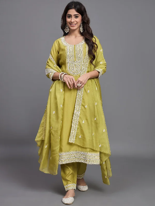 Indian Fashion Women Embroidery A-Line Kurta And Pant set with Dupatta Fashionable Tapered Leg Pants Indian Fashion Women Embroidery A-Line Kurta And Pant set with Dupatta Fashionable Tapered Leg Pants