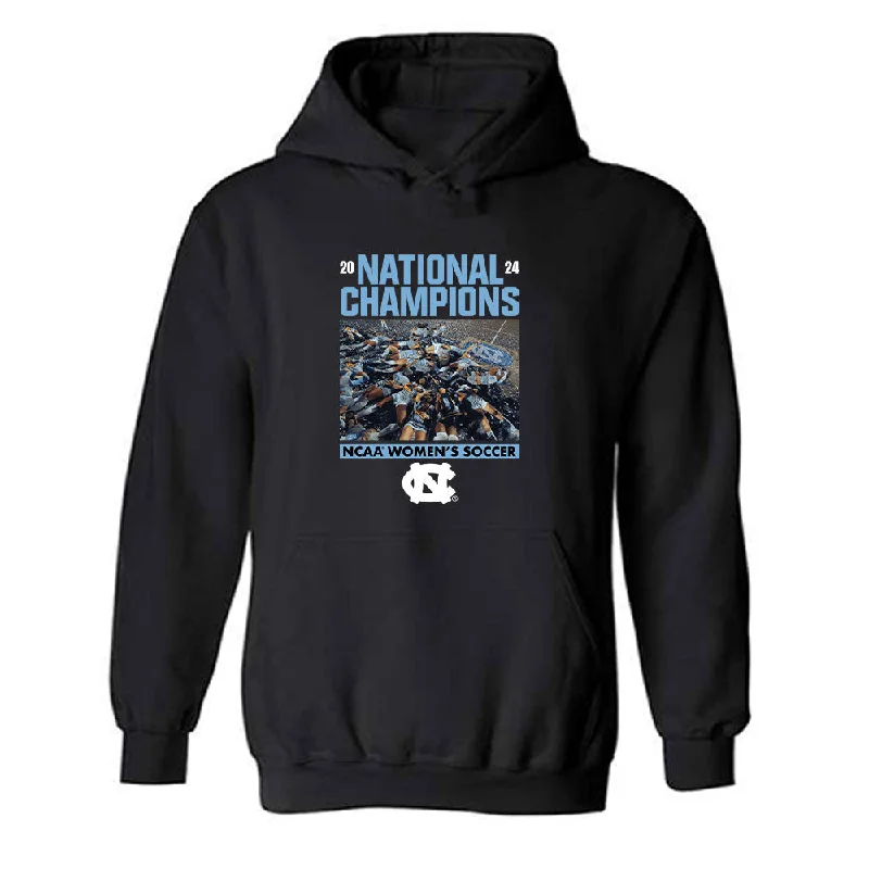 UNC - NCAA Women's Soccer : Olivia Thomas - Confetti Championship Hooded Sweatshirt Hoodie with Side Slits Relaxed Casual UNC - NCAA Women's Soccer : Olivia Thomas - Confetti Championship Hooded Sweatshirt Hoodie with Side Slits Relaxed Casual