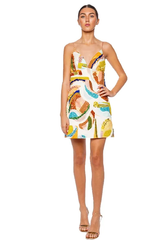Essex Cubist Canyon Embellished Mini Dress Trendy Tie-Dye Mini Dress