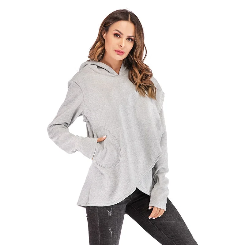 Women Sweatshirts Autumn Winter Long Sleeve Casual Warm Sweatshirt Hoodie with Hem Patch Decorative Personalized Women Sweatshirts Autumn Winter Long Sleeve Casual Warm Sweatshirt Hoodie with Hem Patch Decorative Personalized