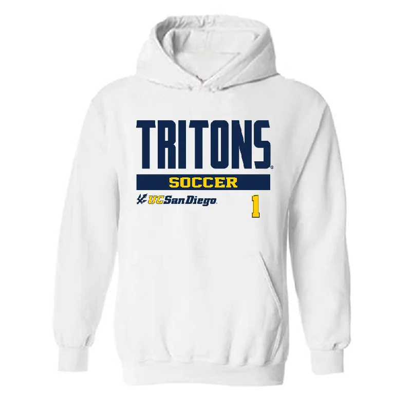 UCSD - NCAA Women's Soccer : Ginny Fronk - Classic Fashion Shersey Hooded Sweatshirt Hoodie with Contrast Stitching Detailed Premium UCSD - NCAA Women's Soccer : Ginny Fronk - Classic Fashion Shersey Hooded Sweatshirt Hoodie with Contrast Stitching Detailed Premium