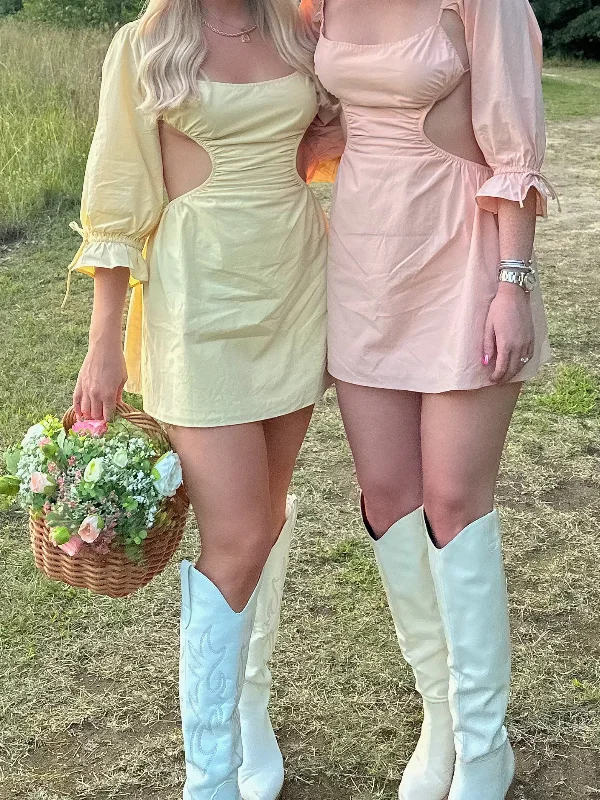 True Lovers Mini Dress // YELLOW Comfortable Off-Shoulder Mini Dress