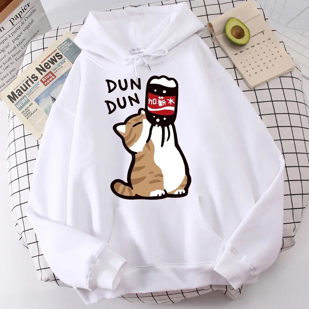 Cute Hoodies Cartoon Cat Drink Salary Increase Beverages Hoodie Casual Women's Sweatshirts Harajuku Autumn Winter Casual Tops Hoodie with Longline Fit Extended Stylish Cute Hoodies Cartoon Cat Drink Salary Increase Beverages Hoodie Casual Women's Sweatshirts Harajuku Autumn Winter Casual Tops Hoodie with Longline Fit Extended Stylish