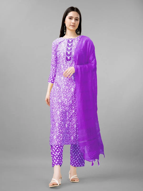 NOZ2TOZ Women Embroidered Rayon Kurta Pant Dupatta Set - Purple Soft Stretch Trousers NOZ2TOZ Women Embroidered Rayon Kurta Pant Dupatta Set - Purple Soft Stretch Trousers