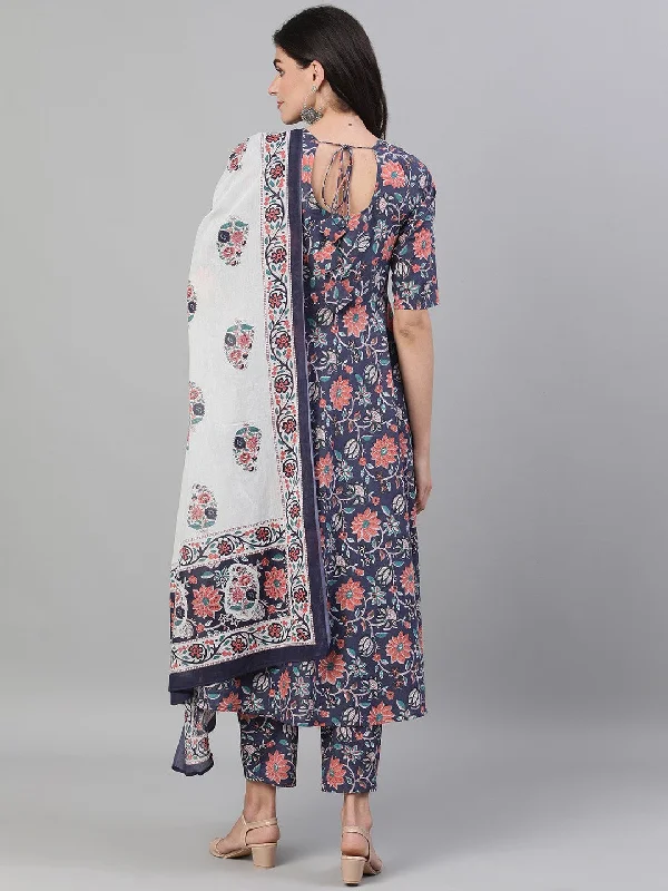 Indian Fashion Women Viscose Floral Printed Blue Kurta And Pant Set With Dupatta Trendy Printed Pants Indian Fashion Women Viscose Floral Printed Blue Kurta And Pant Set With Dupatta Trendy Printed Pants