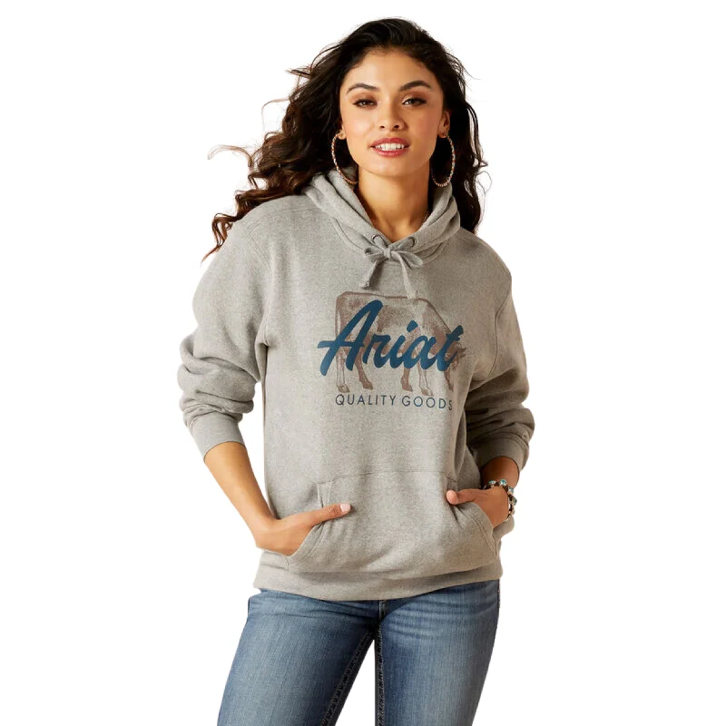 ARIAT WOMEN'S REAL GRAZING HOODIE - 10046454 Hoodie with Longline Fit Extended Stylish ARIAT WOMEN'S REAL GRAZING HOODIE - 10046454 Hoodie with Longline Fit Extended Stylish