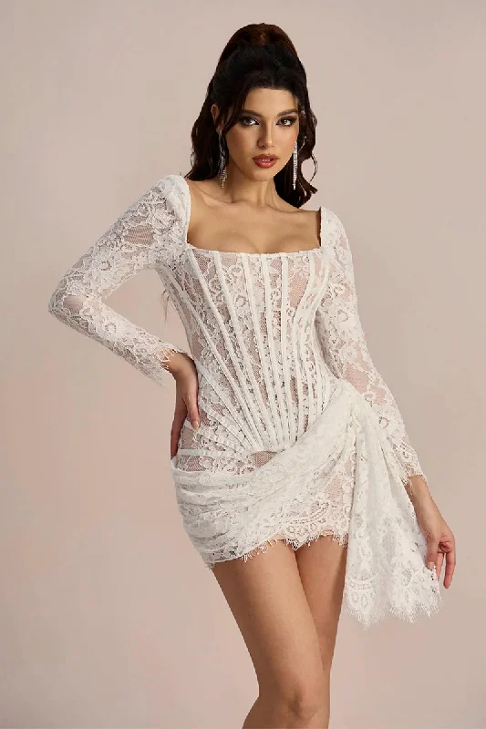 Tangela Lace Corset Mini Dress Elegant Off-Shoulder Dress Mini