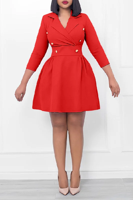 Solid Color Pretty Double Breasted Mini Dress Stylish Spaghetti Strap Mini Dress