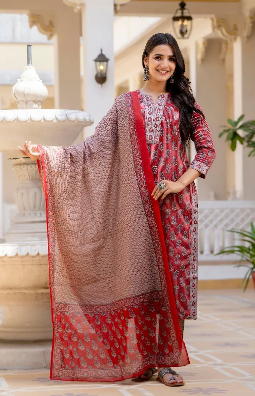Indian Fashion Women Viscose Red Straight Kurta And Pant Set With Dupatta Lightweight Linen Pants Indian Fashion Women Viscose Red Straight Kurta And Pant Set With Dupatta Lightweight Linen Pants