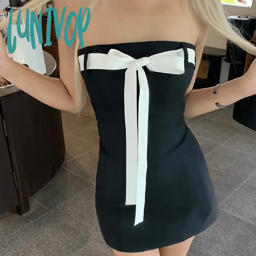 Lunivop Bow Tie Tube Top Backless Mini Dresses for Women Y2k Sexy Cute Black Dress Party Night Club Outfits Trendy Mesh Mini Dress Lunivop Bow Tie Tube Top Backless Mini Dresses for Women Y2k Sexy Cute Black Dress Party Night Club Outfits Trendy Mesh Mini Dress