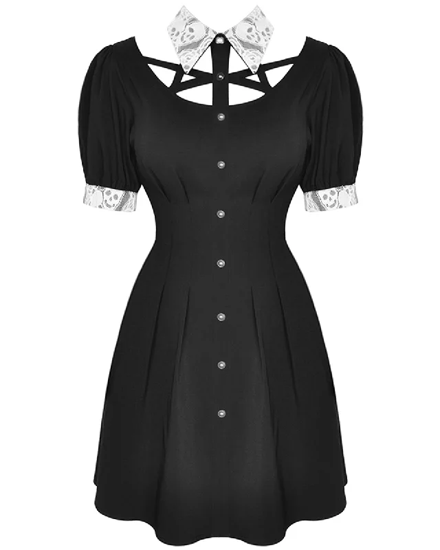 Dark In Love Vertexia Gothic Skull Lace Mini Dress Fashionable Summer Mini Dress