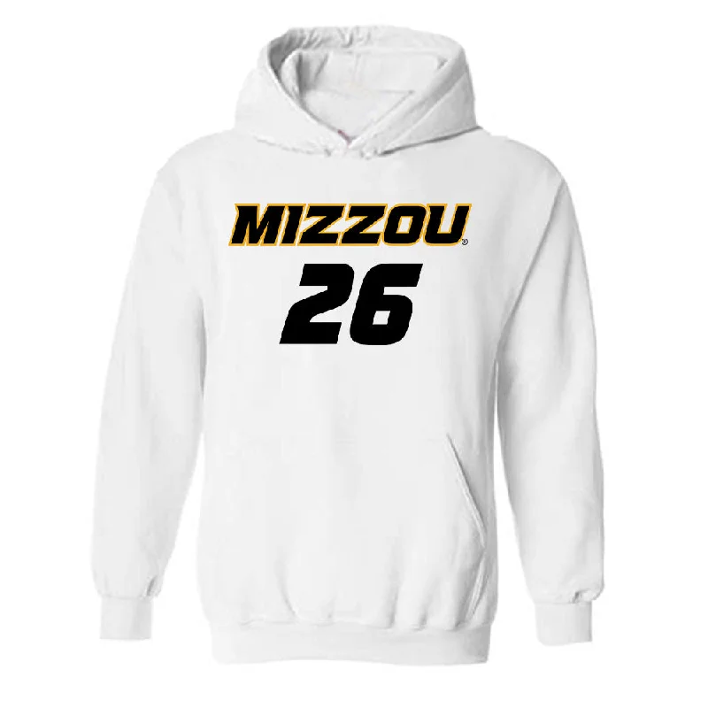 Missouri - NCAA Women's Soccer : Keegan Good - White Replica Hooded Sweatshirt Hoodie with Rhinestones Sparkly Elegant Missouri - NCAA Women's Soccer : Keegan Good - White Replica Hooded Sweatshirt Hoodie with Rhinestones Sparkly Elegant