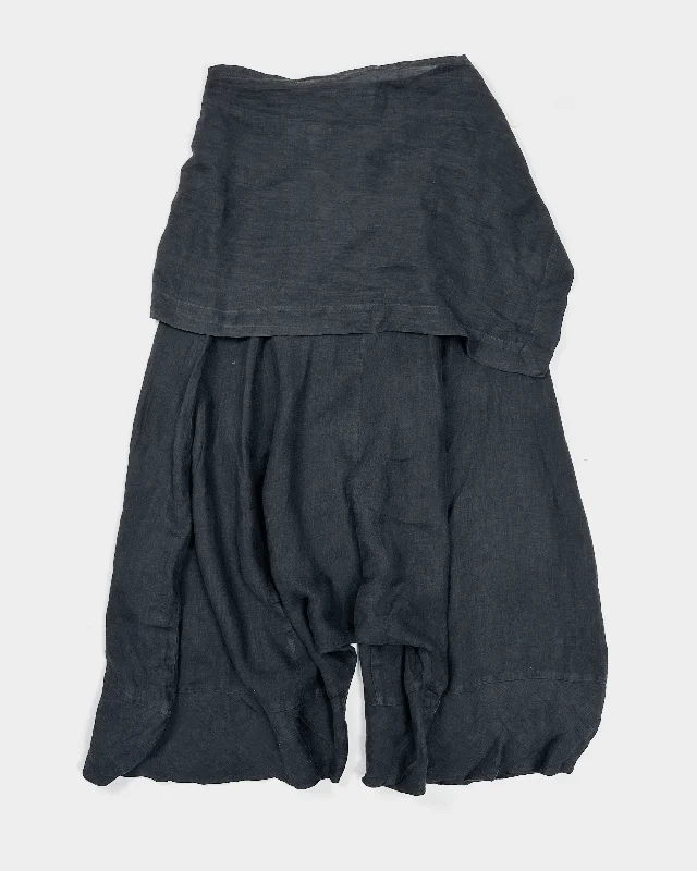 Sarah Pacini Skirted Linen Wide Pants 2000's Comfortable Denim Leggings