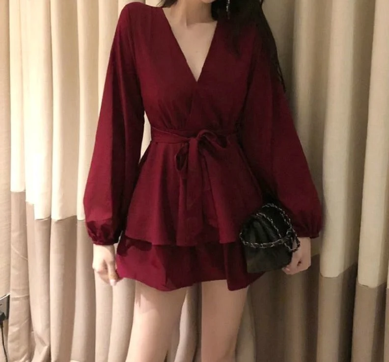 Wjczt Long Sleeve Dress Women Red V-neck Cascading Ruffle Casual Mini Dresses Womens Elegant Sexy Party Vestidoes Fashion Solid Trendy Cozy Jersey Mini Dress Wjczt Long Sleeve Dress Women Red V-neck Cascading Ruffle Casual Mini Dresses Womens Elegant Sexy Party Vestidoes Fashion Solid Trendy Cozy Jersey Mini Dress