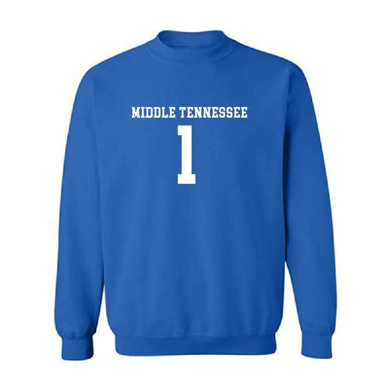 MTSU - NCAA Women's Soccer : Calais Butts - Royal Replica Shersey Sweatshirt Hoodie with Contrast Stitching Detailed Premium MTSU - NCAA Women's Soccer : Calais Butts - Royal Replica Shersey Sweatshirt Hoodie with Contrast Stitching Detailed Premium