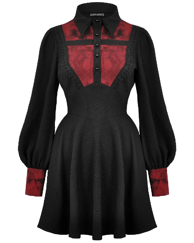 Dark In Love Womens Gothic Lolita Bleeding Cross Mini Dress - Black & Red Trendy Off-Shoulder Dress Mini Dark In Love Womens Gothic Lolita Bleeding Cross Mini Dress - Black & Red Trendy Off-Shoulder Dress Mini