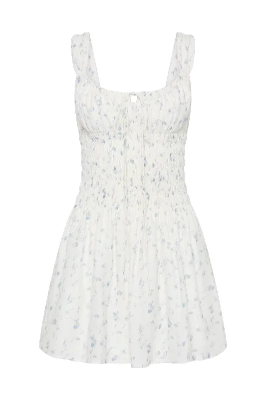 YERRES MINI DRESS-BLOSSOMEGG SHELL/POWDER BLUE Fashionable Off-Shoulder Mini Dress