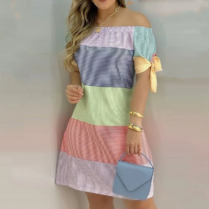Wjczt Women Off Shoulder Summer Mini Dress Sexy Short Sleeve Bow Tie Striped Plaid Floral Print A Line Party Short Dresses Vestidos Cozy Knit Mini Dress Wjczt Women Off Shoulder Summer Mini Dress Sexy Short Sleeve Bow Tie Striped Plaid Floral Print A Line Party Short Dresses Vestidos Cozy Knit Mini Dress