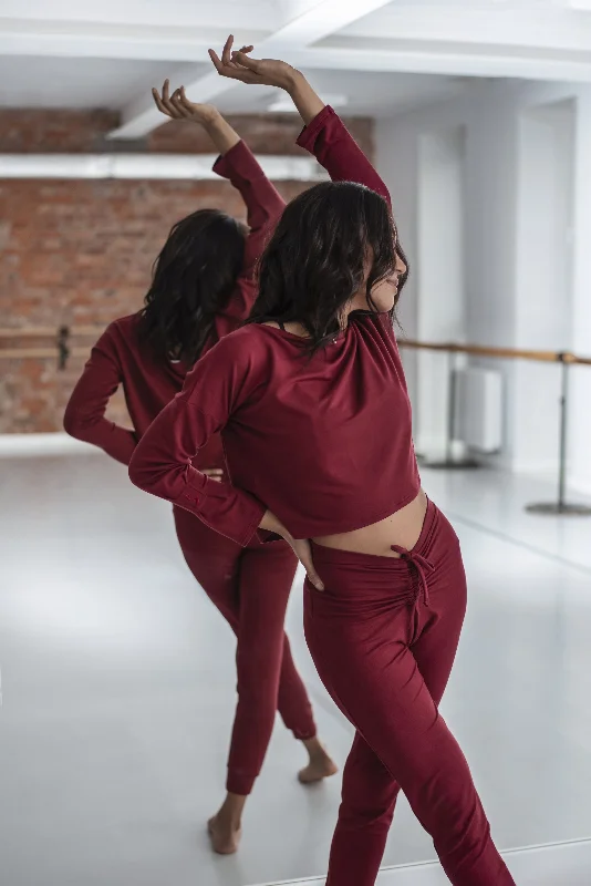 Christy Pants Burgundy Wine Modern Stretch Trousers